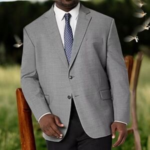 NWT Stafford Men's Classic Fit linen/Cotton blazer sport coat,  Gray Size 46 LNG